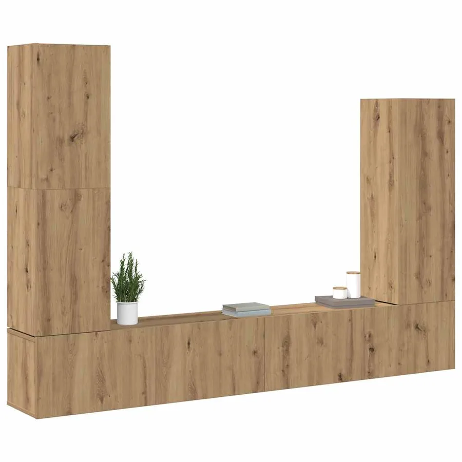 Ensemble de meuble TV mural 4 pcs chêne artisanal - 3