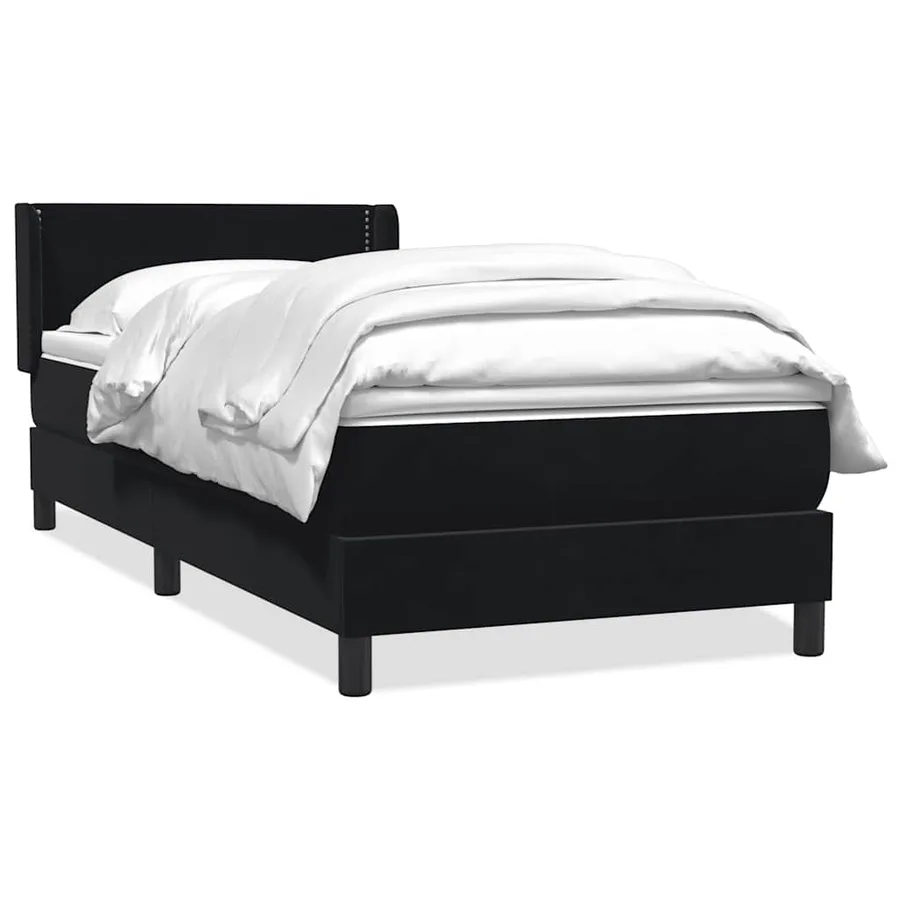 Sommier à lattes de lit avec matelas noir 100x210 cm velours - 2