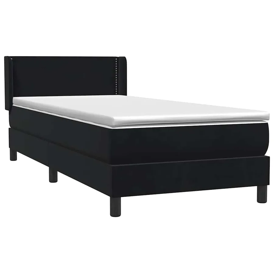 Sommier à lattes de lit avec matelas noir 100x210 cm velours - 4