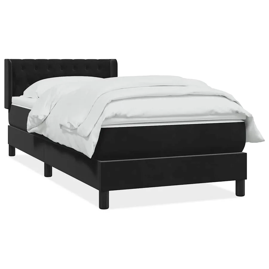 Sommier à lattes de lit avec matelas noir 100x210 cm velours - 2