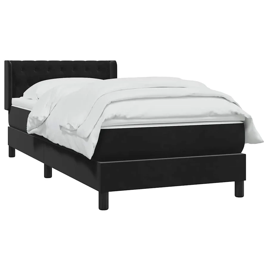Sommier à lattes de lit avec matelas noir 100x210 cm velours - 3