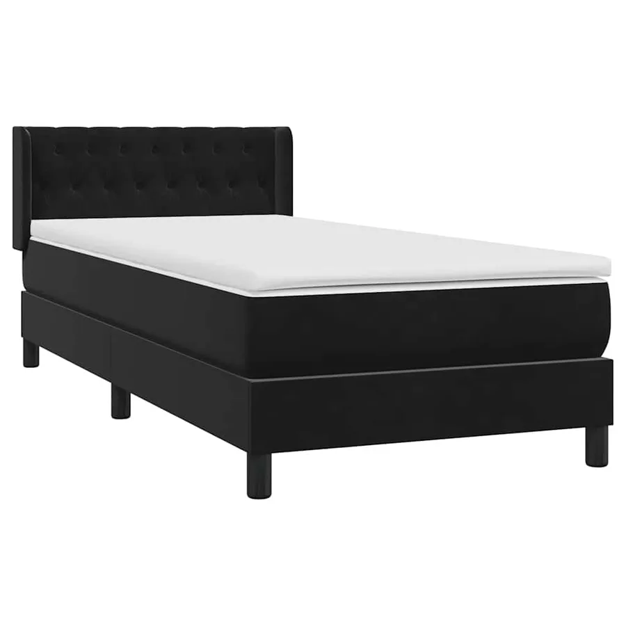 Sommier à lattes de lit avec matelas noir 100x210 cm velours - 4