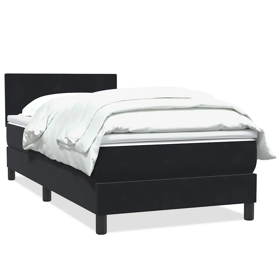 Sommier à lattes de lit avec matelas noir 100x210 cm velours - 2