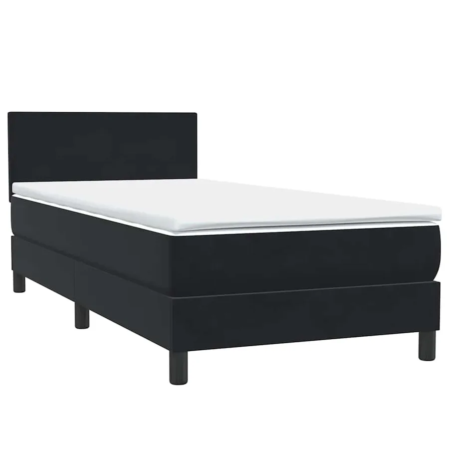 Sommier à lattes de lit avec matelas noir 100x210 cm velours - 4