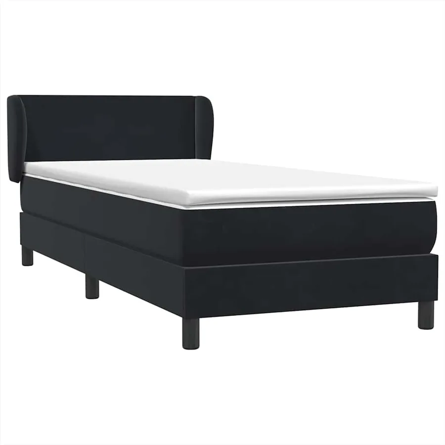Sommier à lattes de lit avec matelas noir 100x210 cm velours - 2