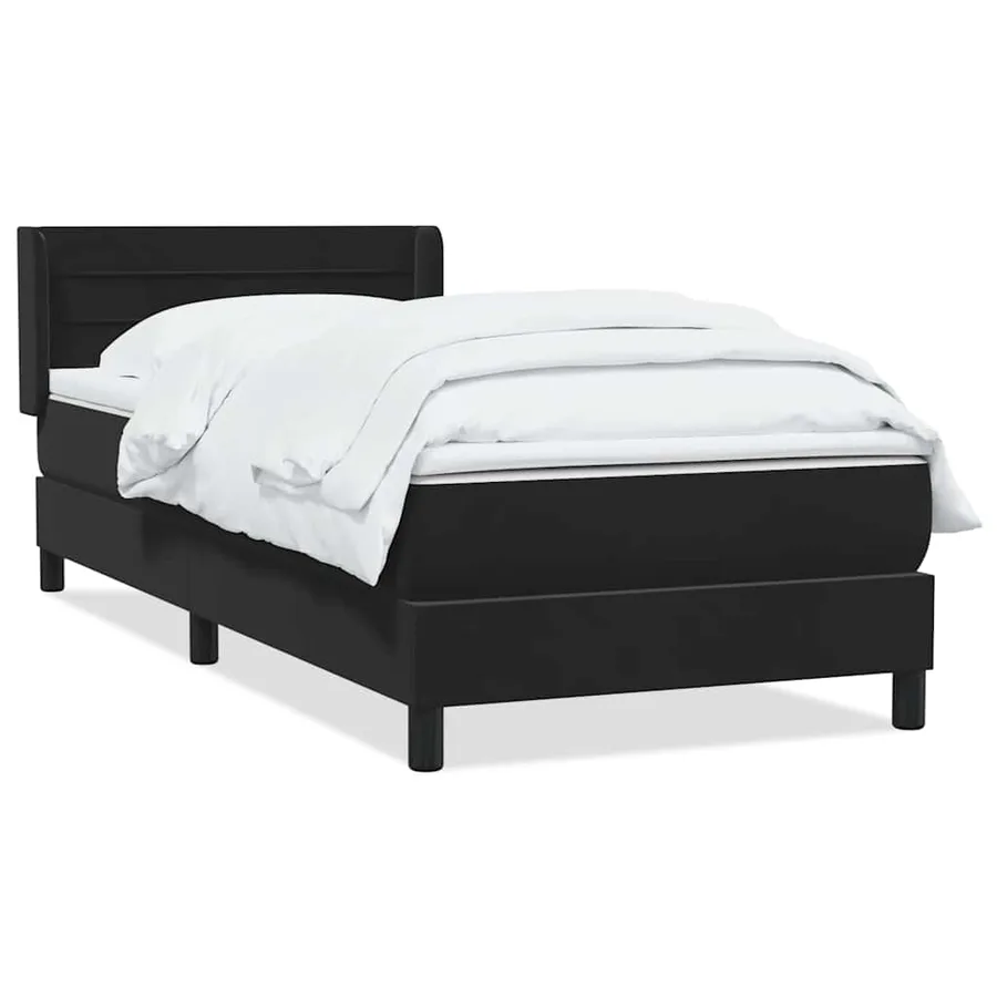 Sommier à lattes de lit avec matelas noir 100x210 cm velours - 2