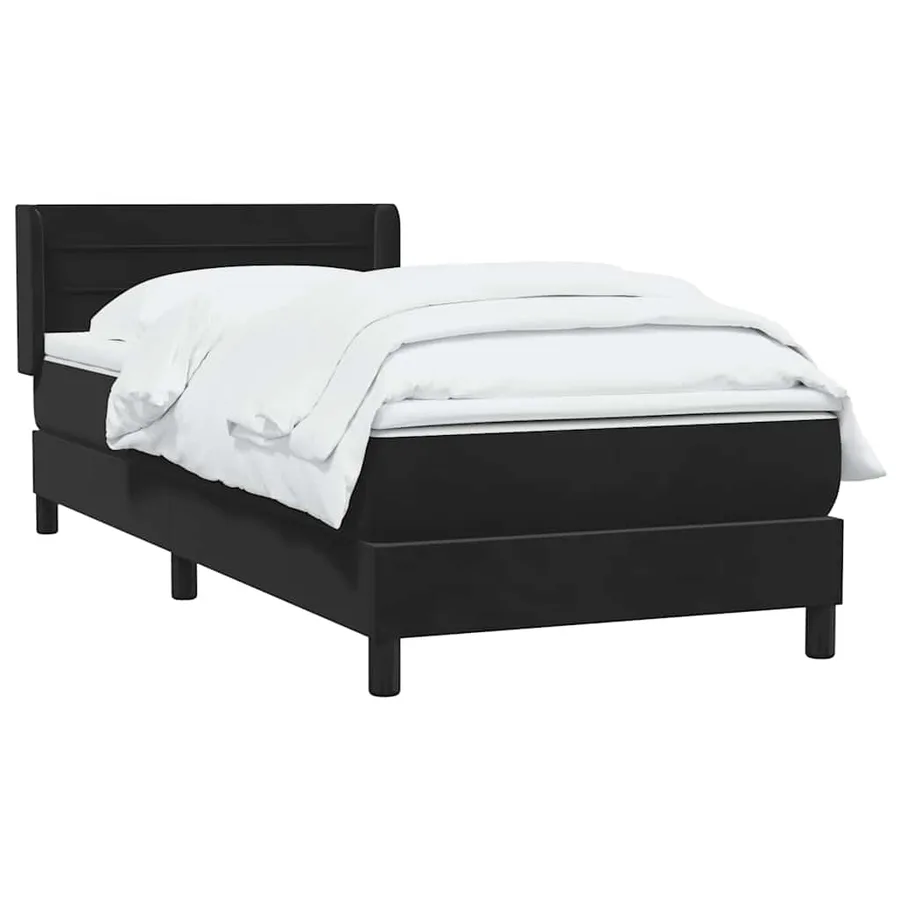 Sommier à lattes de lit avec matelas noir 100x210 cm velours - 3