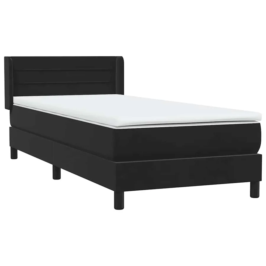 Sommier à lattes de lit avec matelas noir 100x210 cm velours - 4