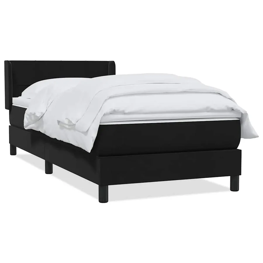Sommier à lattes de lit avec matelas noir 100x210 cm velours - 2