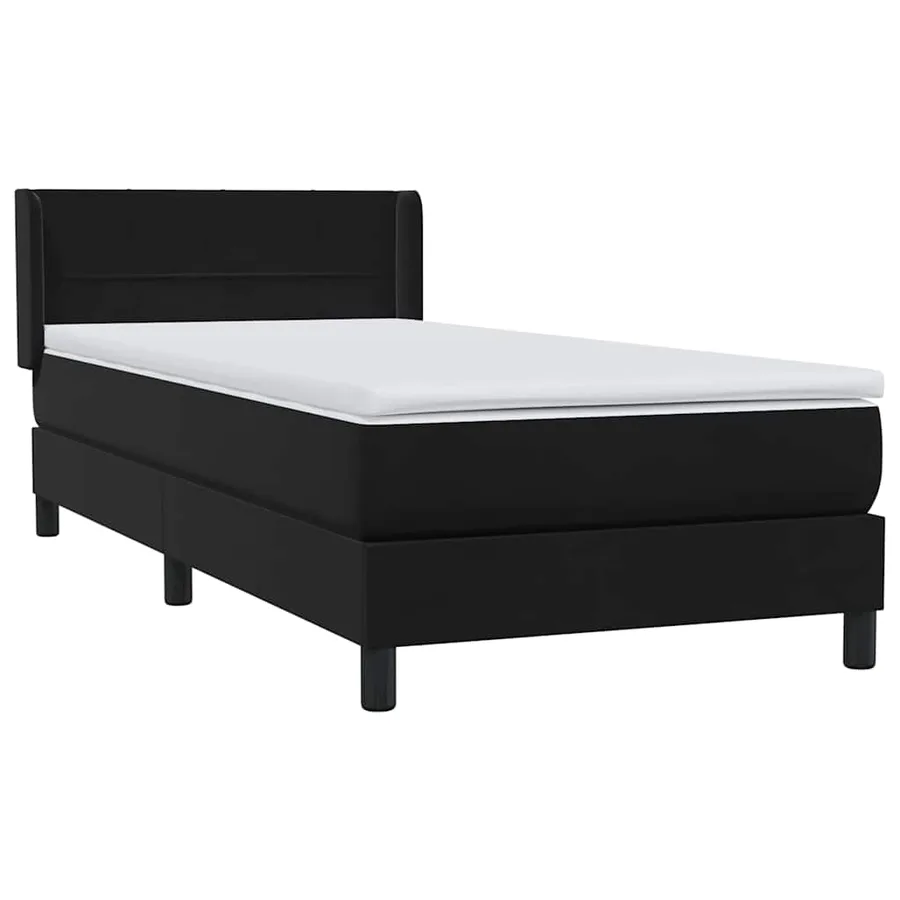 Sommier à lattes de lit avec matelas noir 100x210 cm velours - 4