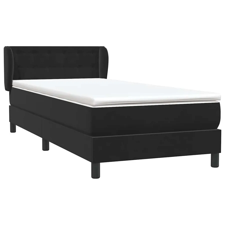 Sommier à lattes de lit avec matelas noir 100x210 cm velours - 4