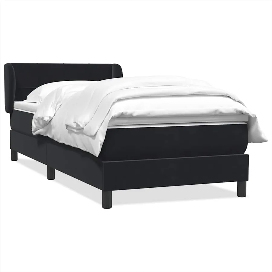 Sommier à lattes de lit avec matelas noir 100x210 cm velours - 2