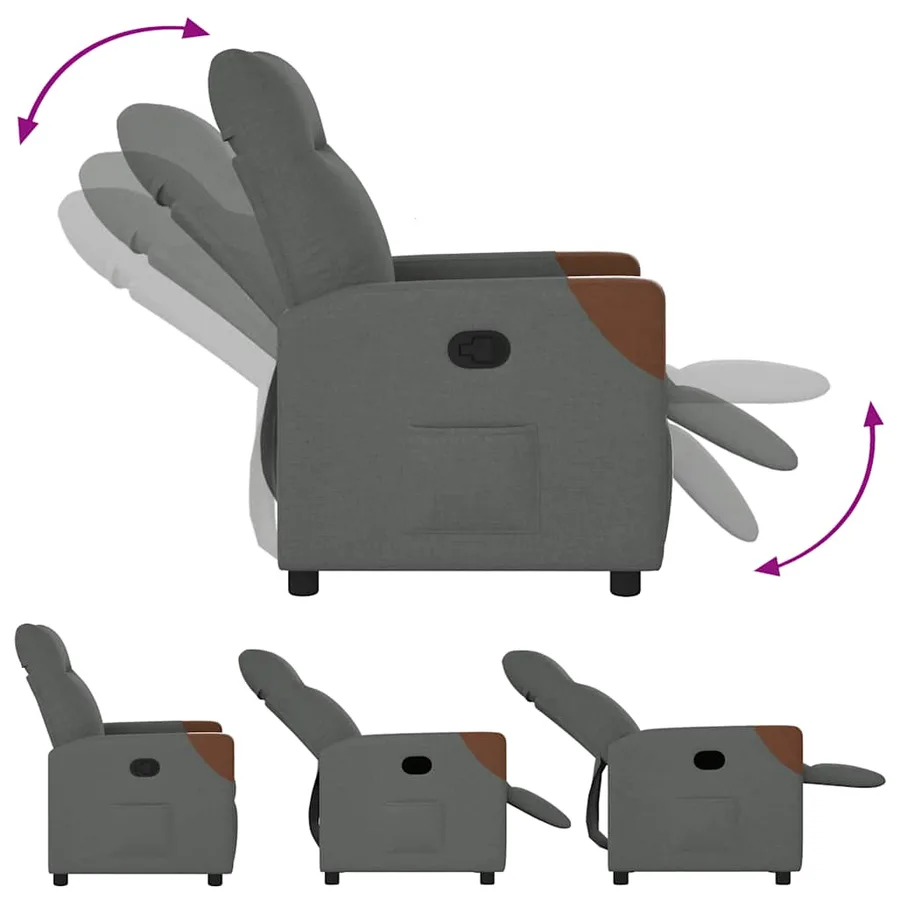 Fauteuil inclinable en tissu gris foncé - 6