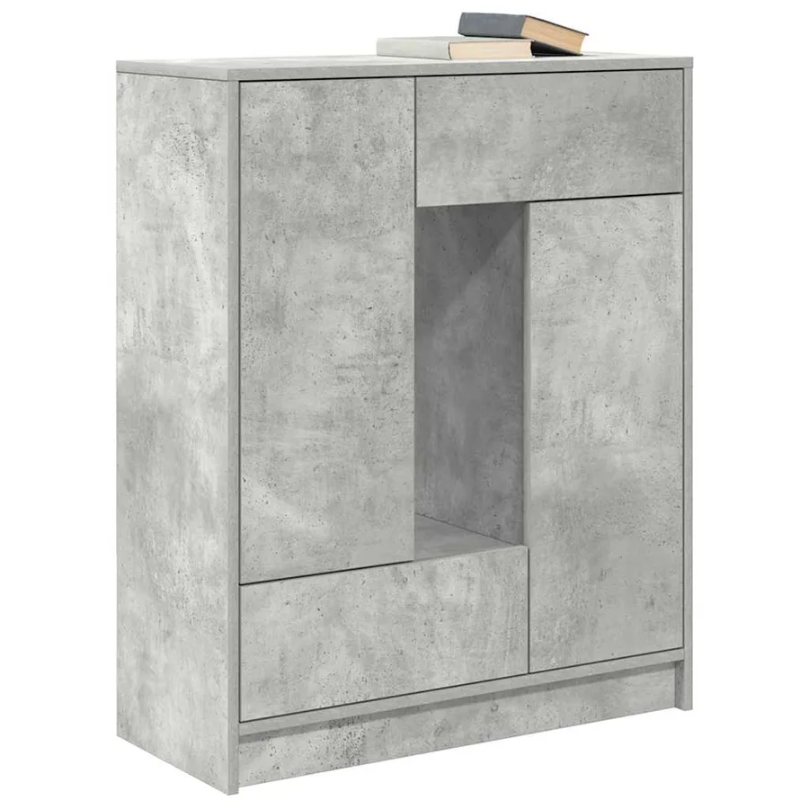Buffet avec tiroirs et portes gris béton 73x31x90 cm - 4