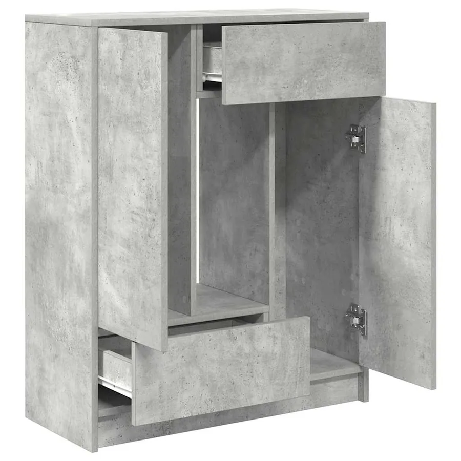 Buffet avec tiroirs et portes gris béton 73x31x90 cm - 5