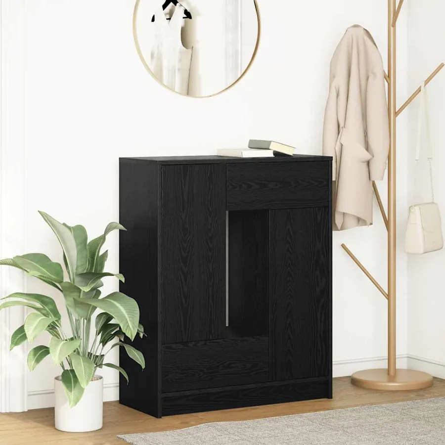 Buffet avec tiroirs et portes chêne noir 73x31x90 cm