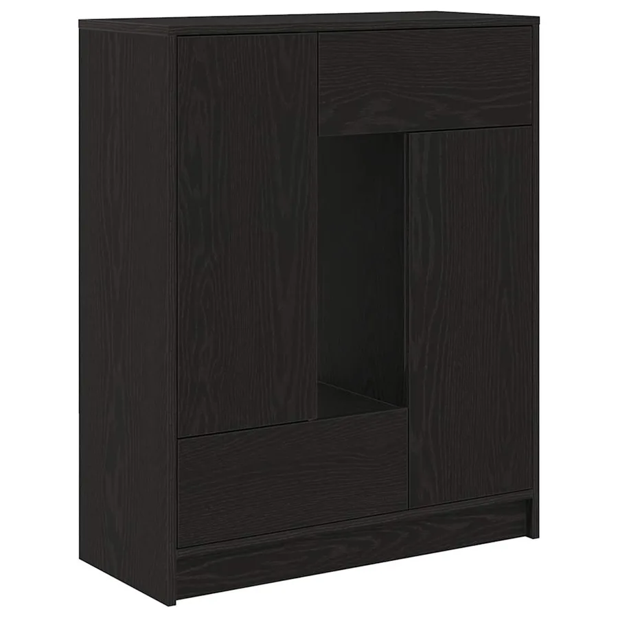 Buffet avec tiroirs et portes chêne noir 73x31x90 cm - 2