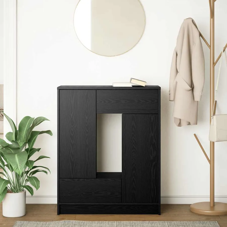 Buffet avec tiroirs et portes chêne noir 73x31x90 cm - 3