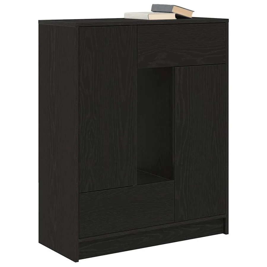 Buffet avec tiroirs et portes chêne noir 73x31x90 cm - 4