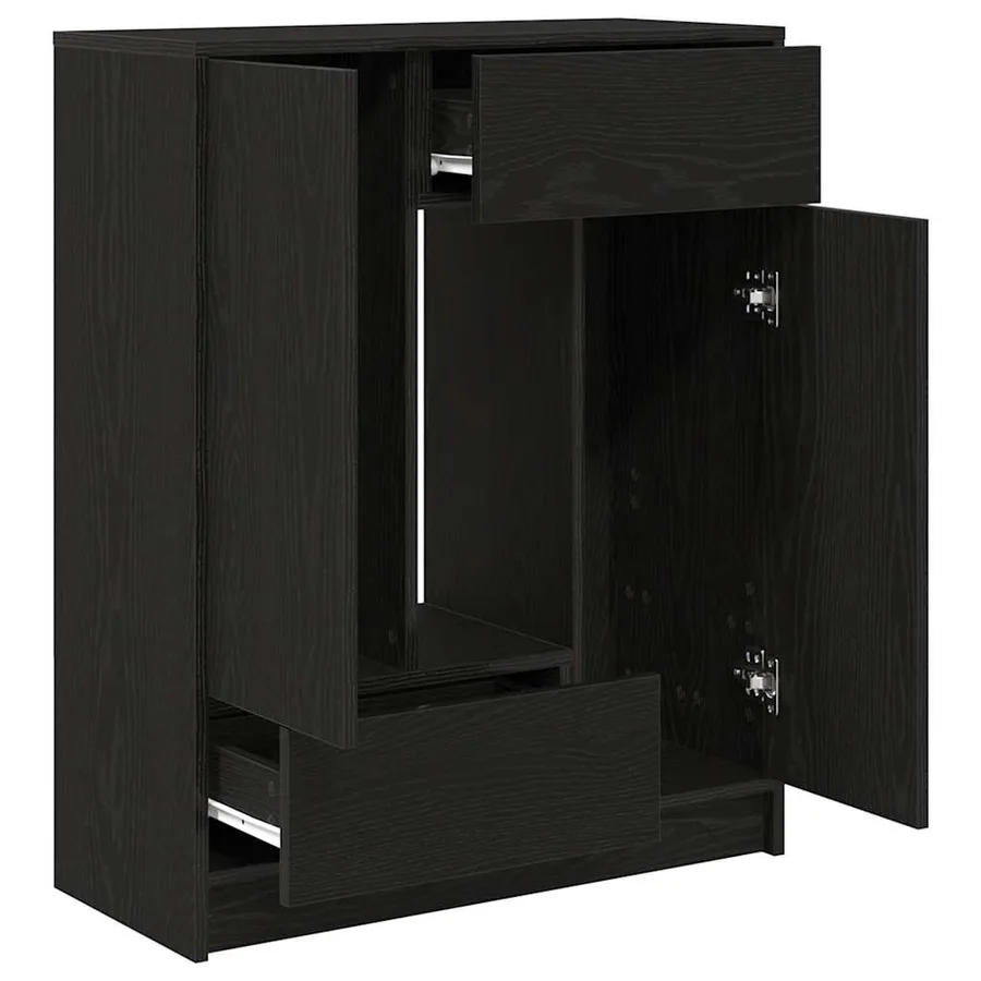 Buffet avec tiroirs et portes chêne noir 73x31x90 cm - 5