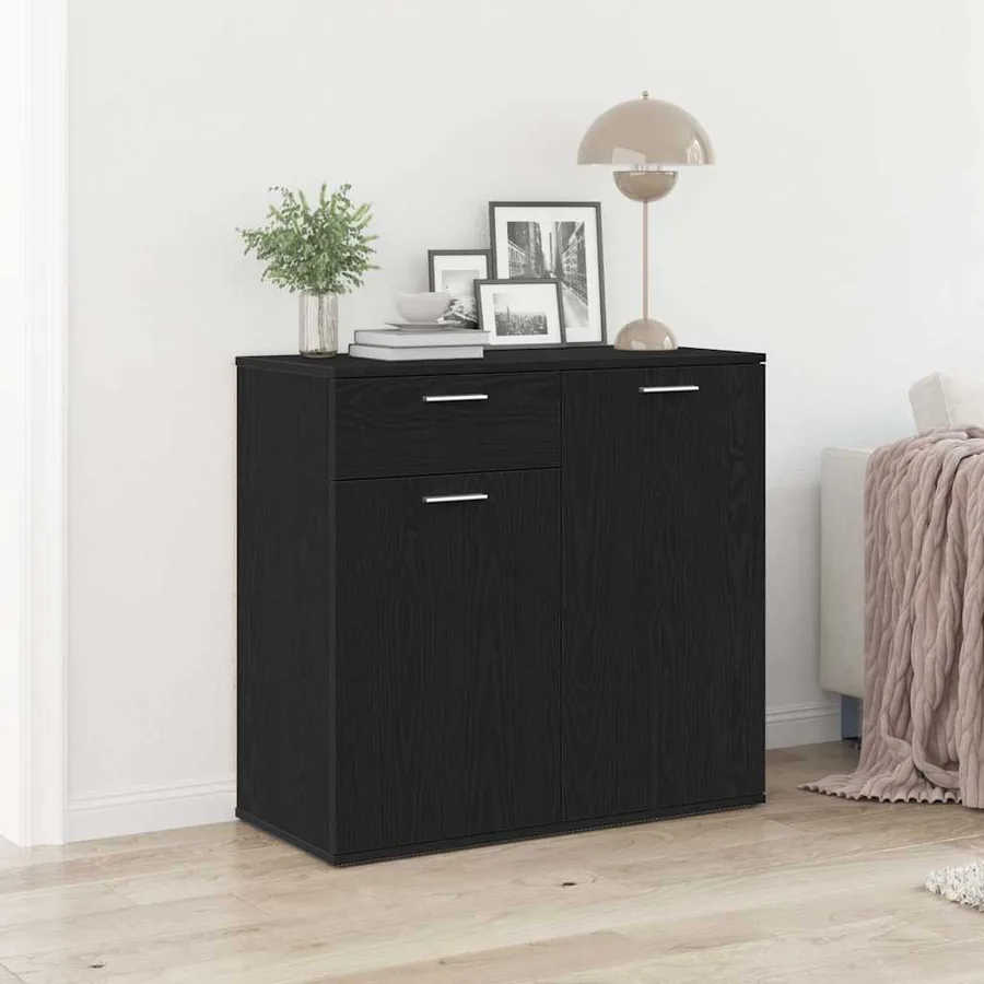 Buffet en chêne noir 80x36x75 cm bois d'ingénierie