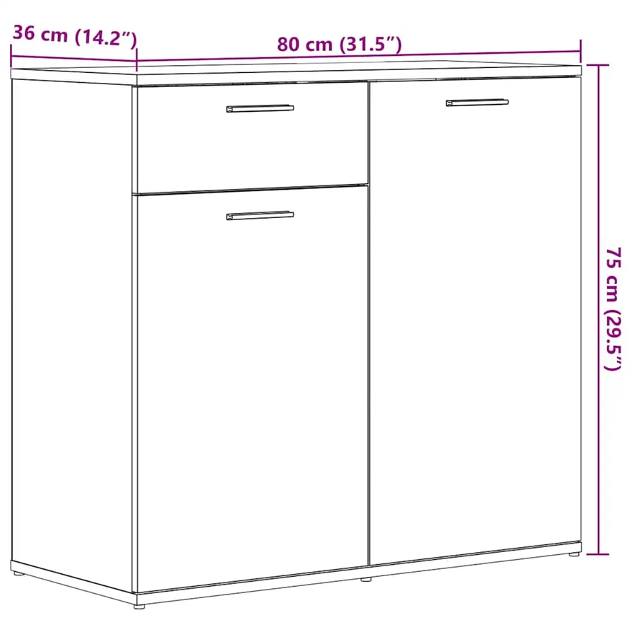 Buffet en chêne noir 80x36x75 cm bois d'ingénierie - 12