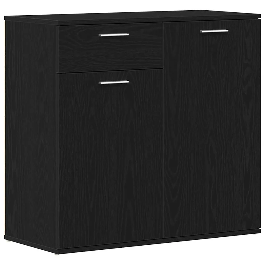 Buffet en chêne noir 80x36x75 cm bois d'ingénierie - 2