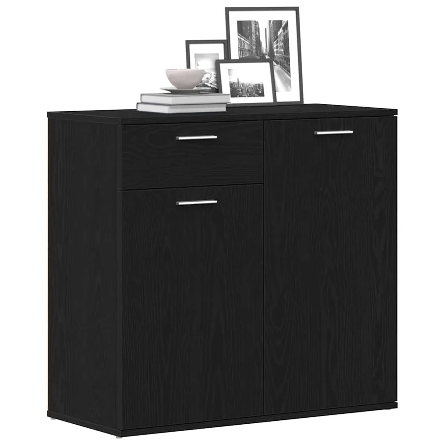 Buffet en chêne noir 80x36x75 cm bois d'ingénierie - 4