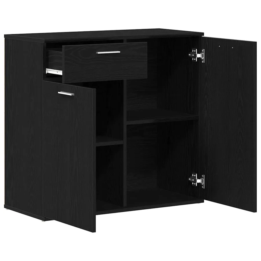 Buffet en chêne noir 80x36x75 cm bois d'ingénierie - 5