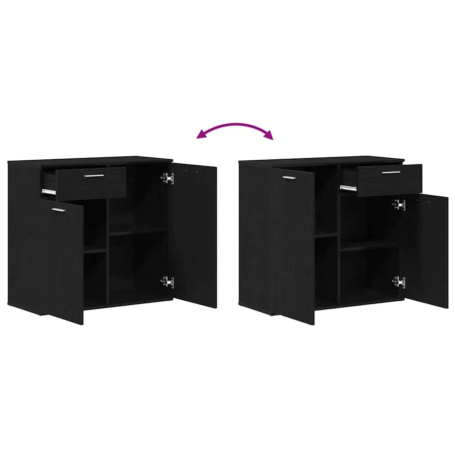 Buffet en chêne noir 80x36x75 cm bois d'ingénierie - 9