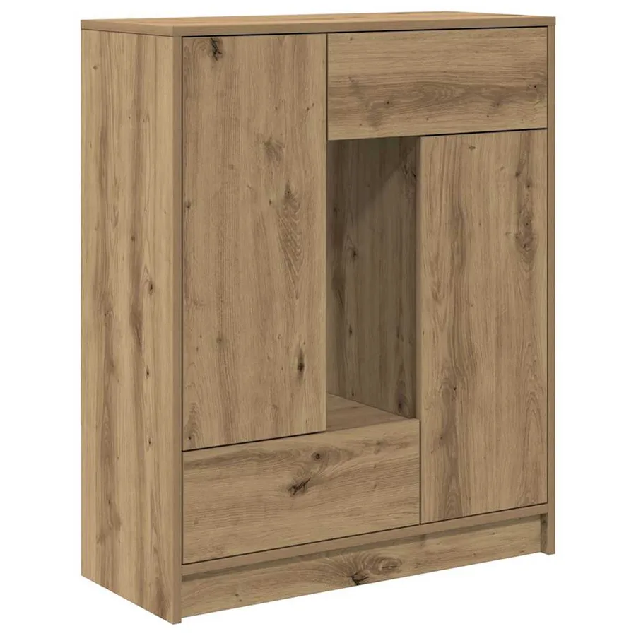 Buffet avec tiroirs et portes chêne artisanal 73x31x90 cm - 2