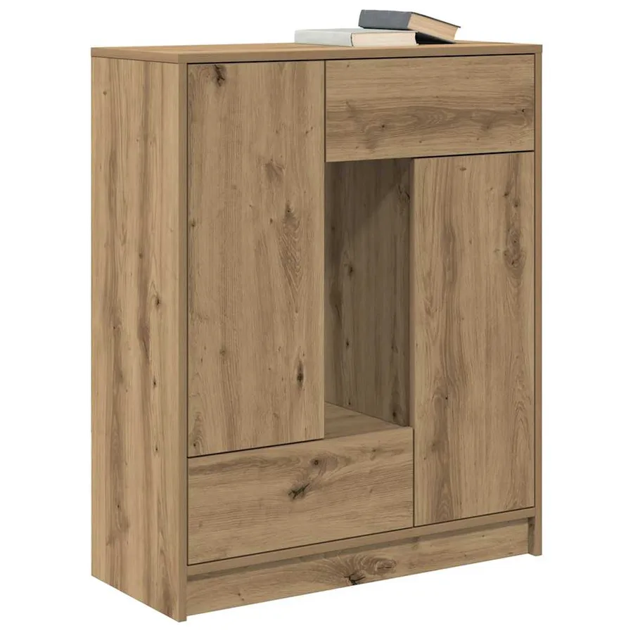 Buffet avec tiroirs et portes chêne artisanal 73x31x90 cm - 4