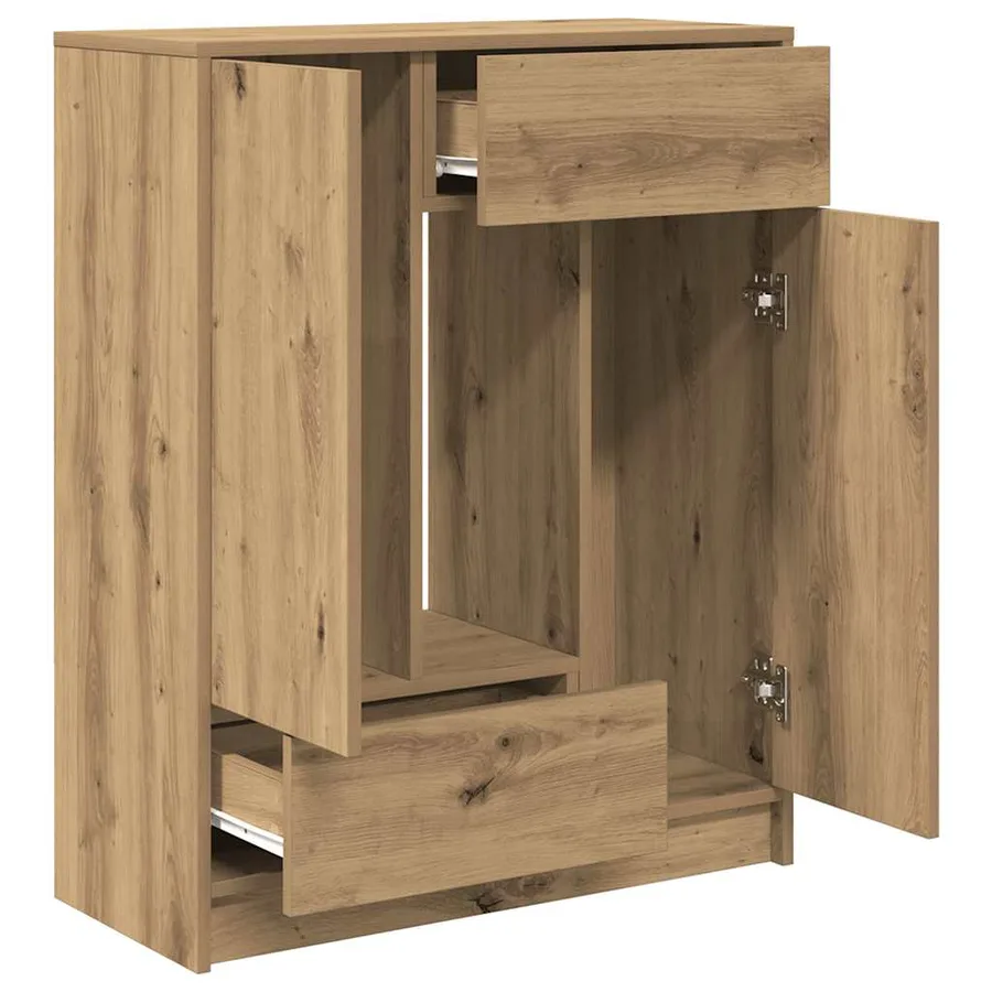 Buffet avec tiroirs et portes chêne artisanal 73x31x90 cm - 5