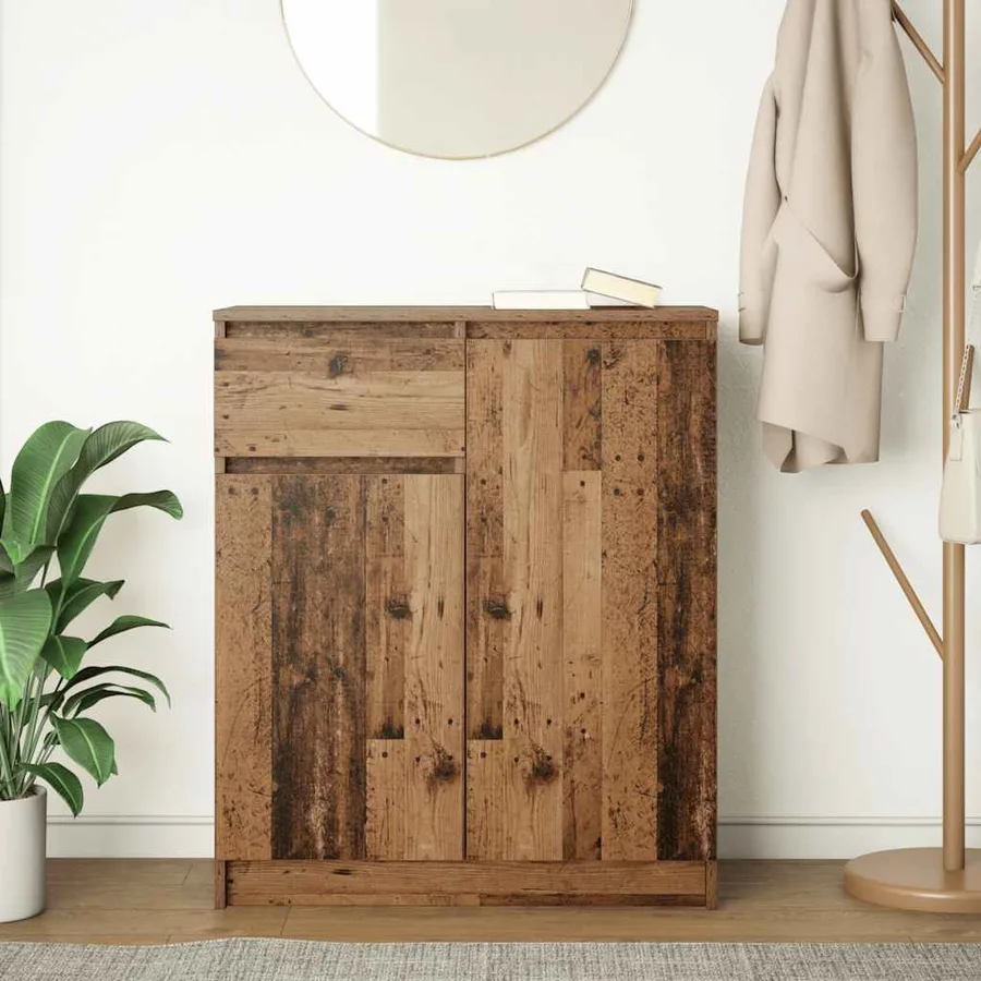 Buffet avec tiroir vieux bois 71x35x84 cm bois d'ingénierie - 3