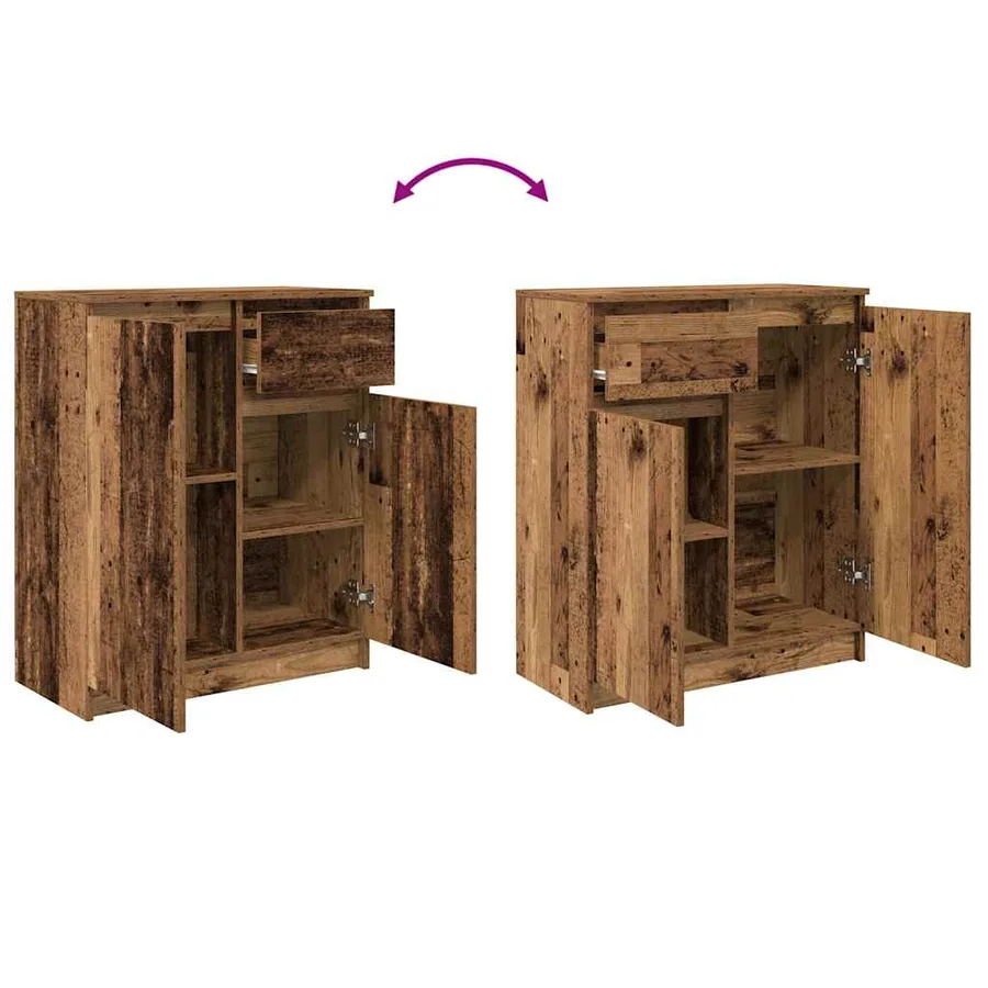 Buffet avec tiroir vieux bois 71x35x84 cm bois d'ingénierie - 9