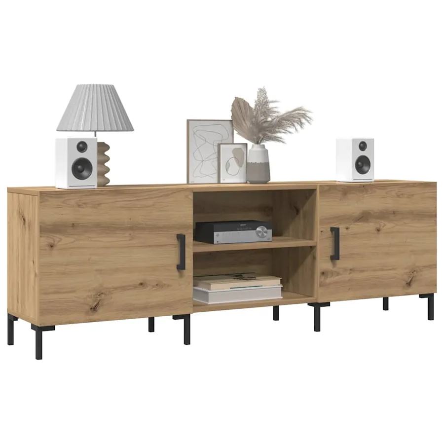 Meuble TV chêne artisanal 150x30x50 cm bois d'ingénierie