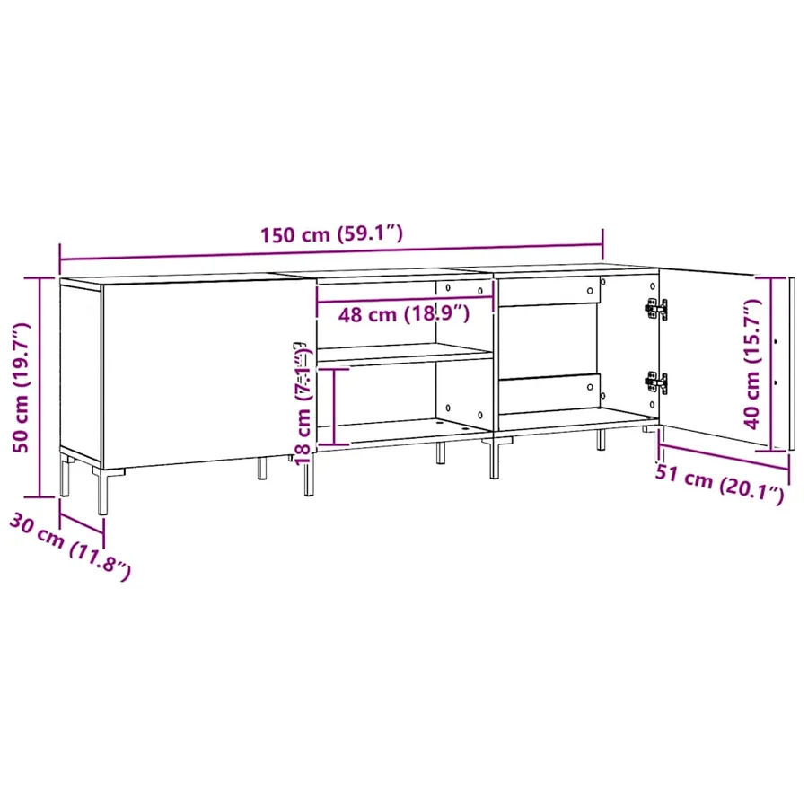 Meuble TV chêne artisanal 150x30x50 cm bois d'ingénierie - 11