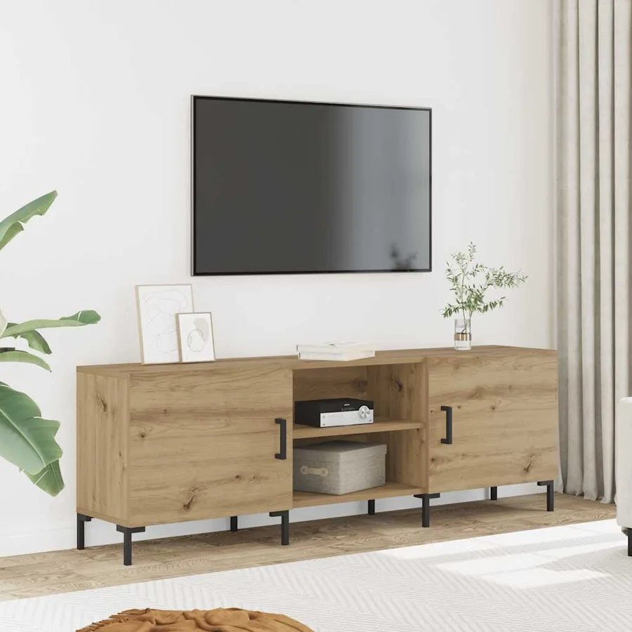 Meuble TV chêne artisanal 150x30x50 cm bois d'ingénierie - 3
