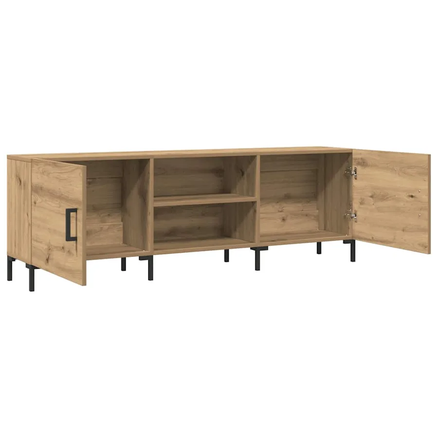 Meuble TV chêne artisanal 150x30x50 cm bois d'ingénierie - 5