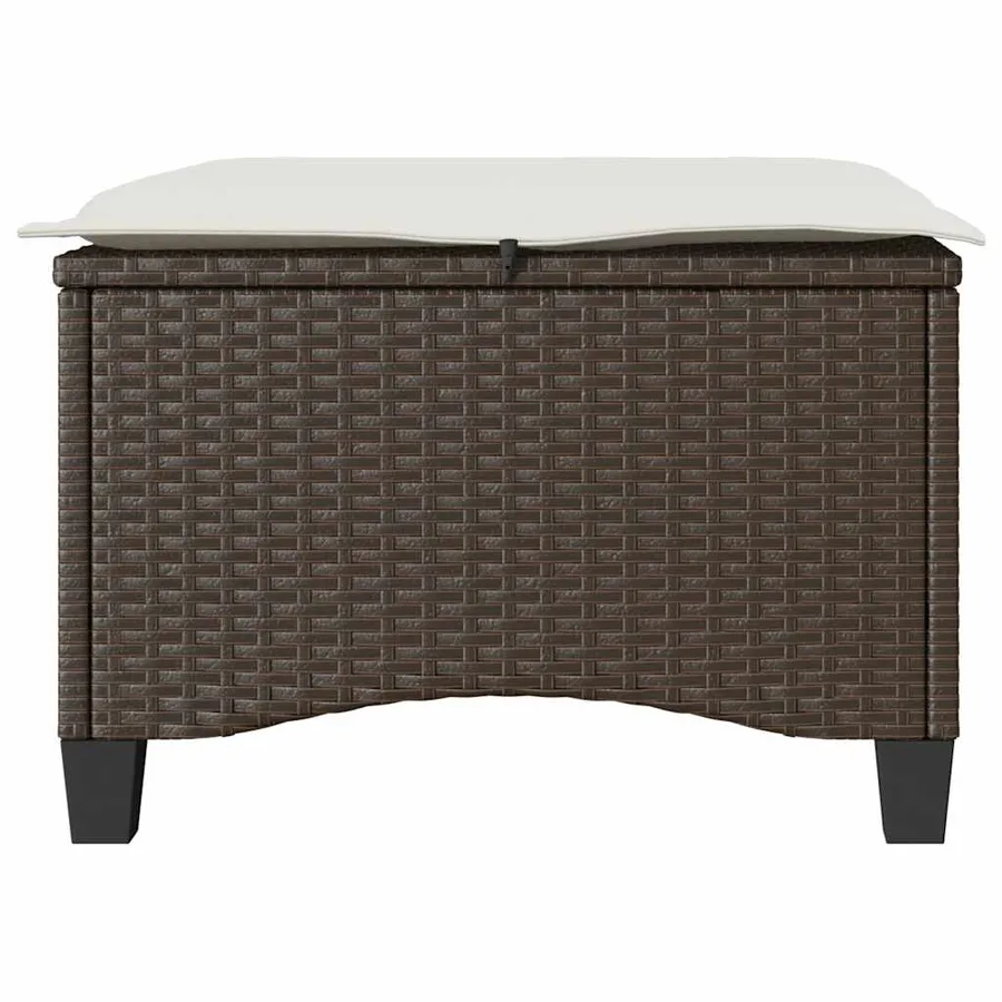Tabourets jardin coussins 2pcs marron 55x55x36cm résine tressée - 5