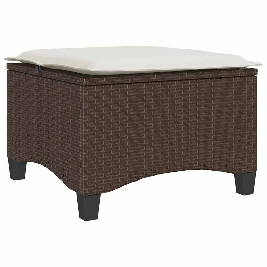 Tabourets jardin coussins 2pcs marron 55x55x36cm résine tressée - 6
