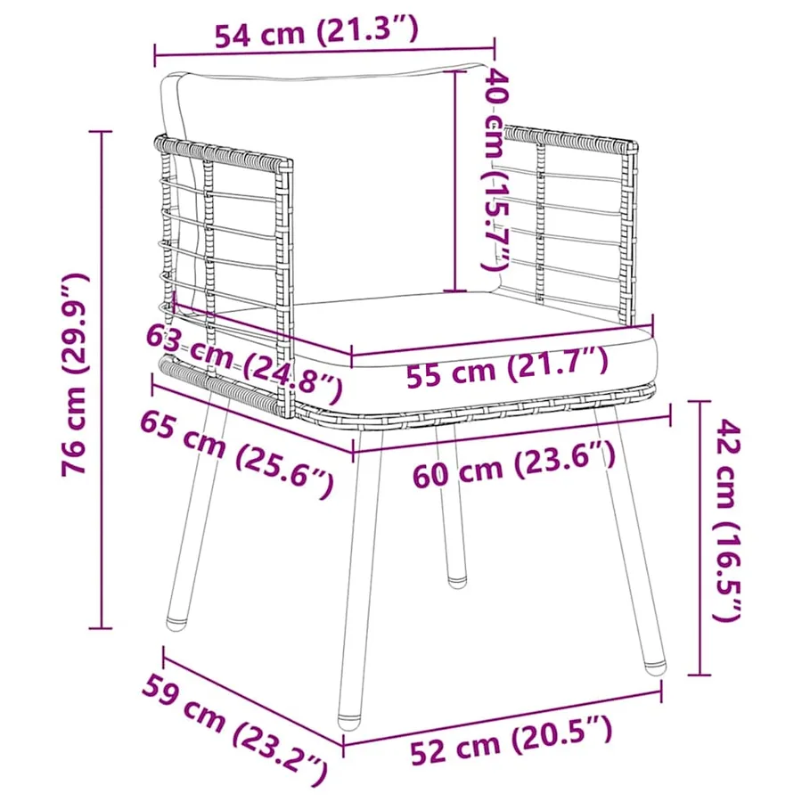 Chaises de jardin lot de 2 avec coussins naturel résine tressée - 10