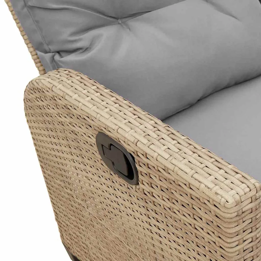 Salon de jardin avec coussins forme de L 3 pcs beige polyrotin - 11