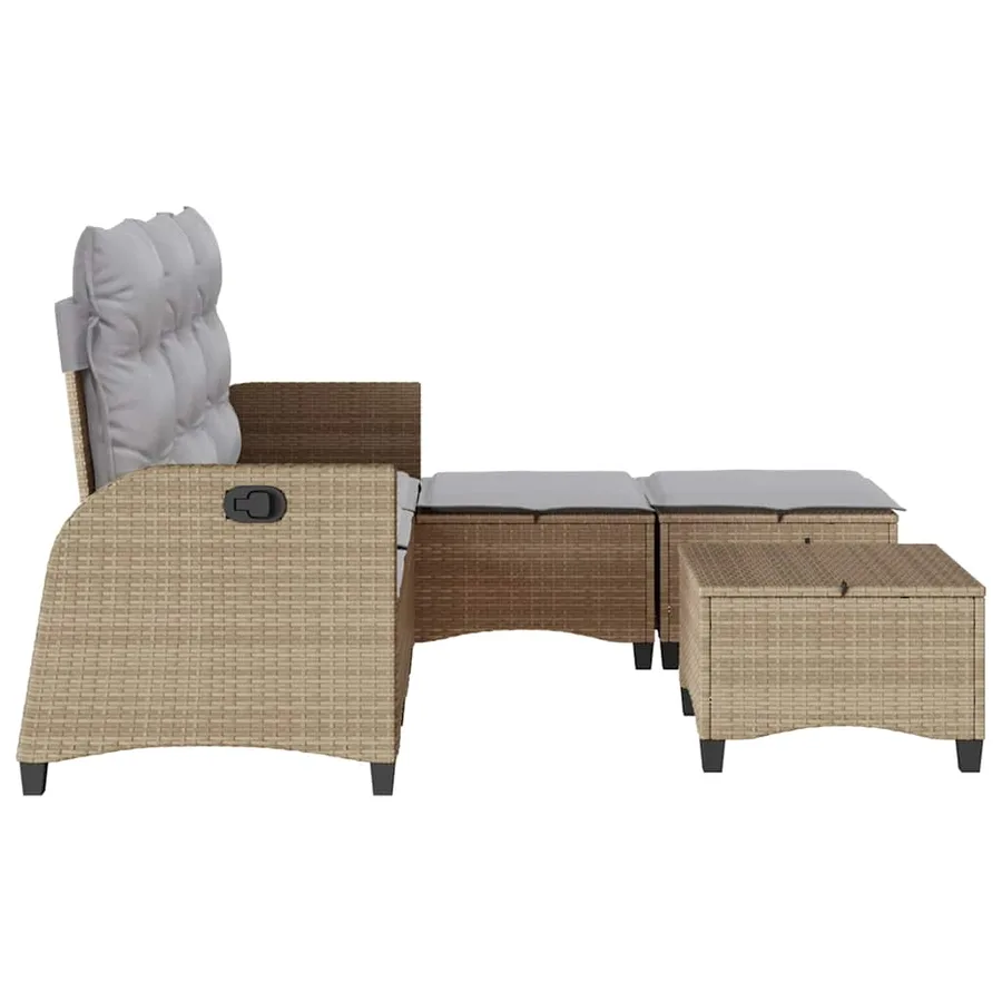Salon de jardin avec coussins forme de L 3 pcs beige polyrotin - 5