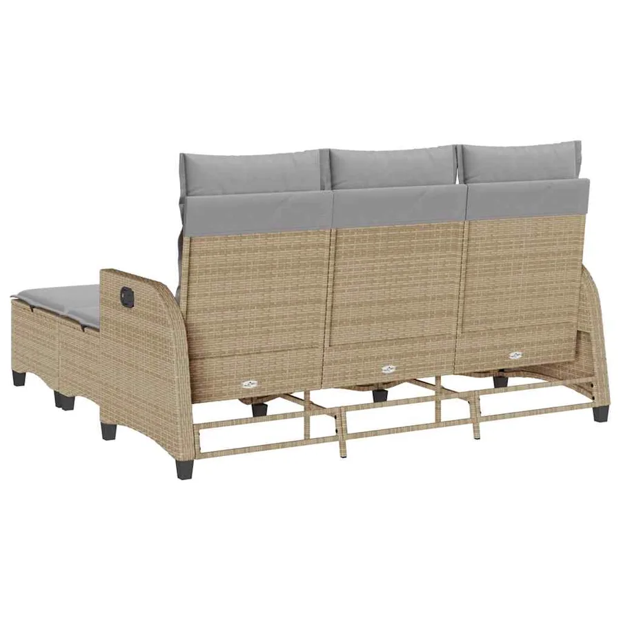 Salon de jardin avec coussins forme de L 3 pcs beige polyrotin - 6