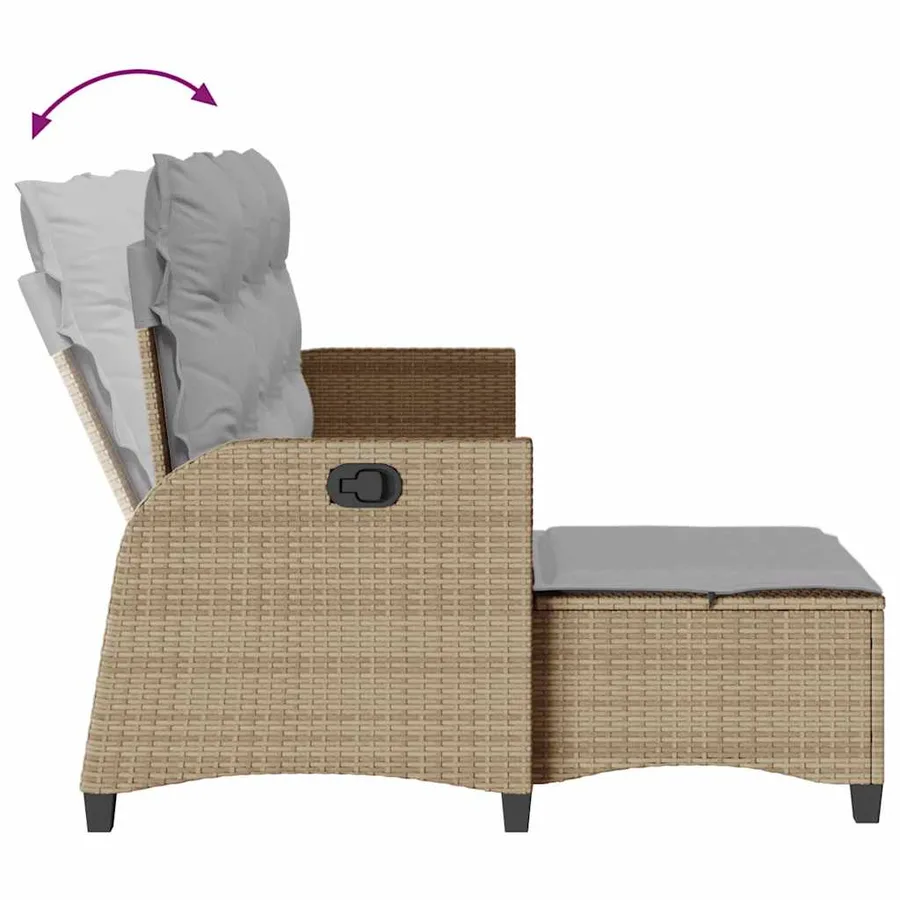 Salon de jardin avec coussins forme de L 3 pcs beige polyrotin - 7