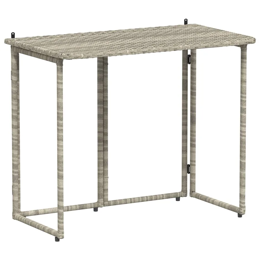 Table de jardin pliante gris clair 90 x 51 x 75 cm polyrotin - 2