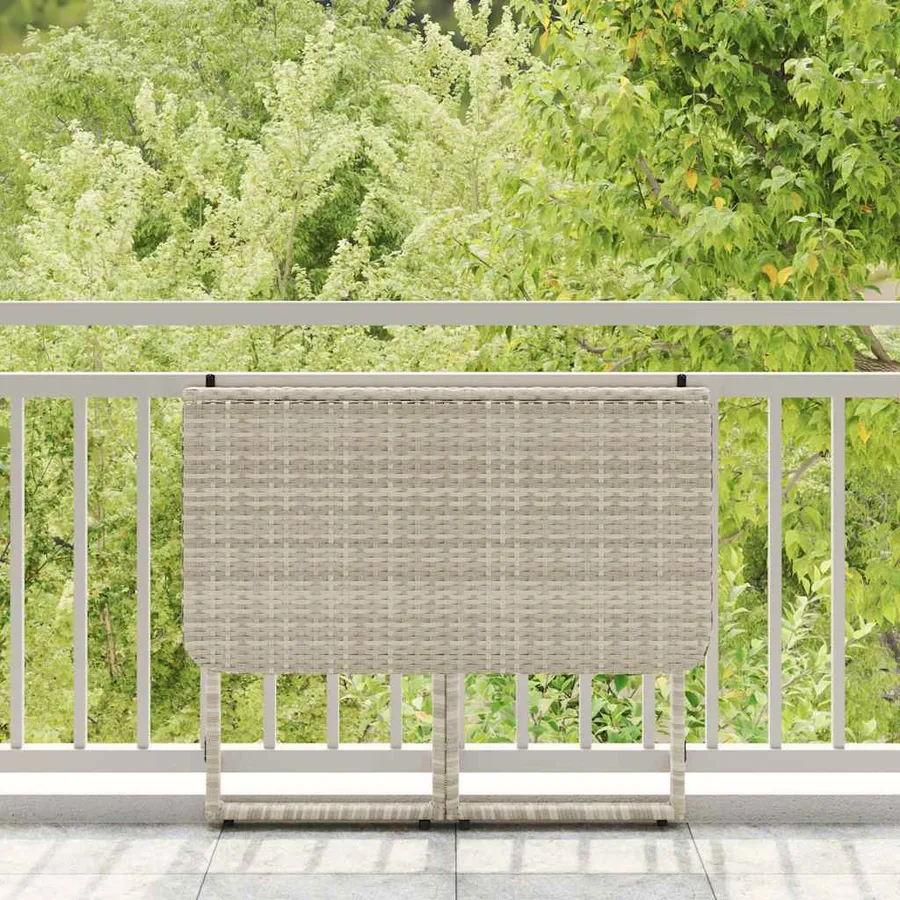 Table de jardin pliante gris clair 90 x 51 x 75 cm polyrotin - 3