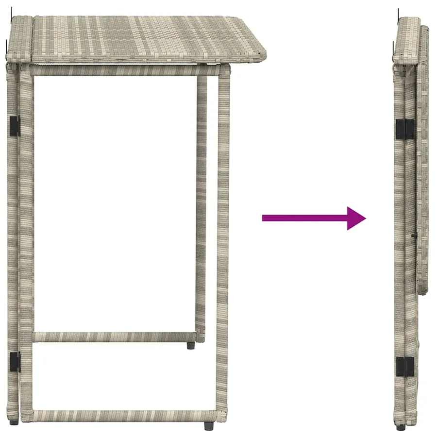 Table de jardin pliante gris clair 90 x 51 x 75 cm polyrotin - 7