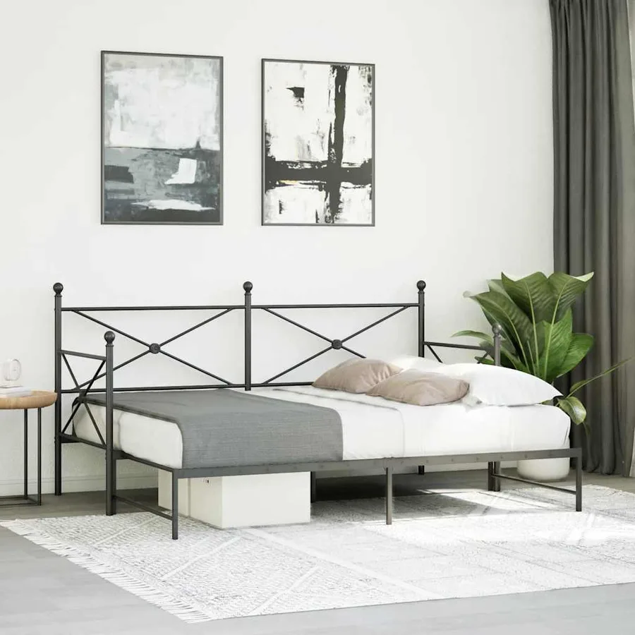 Lit de jour avec gigogne sans matelas noir 75x190 cm - 3